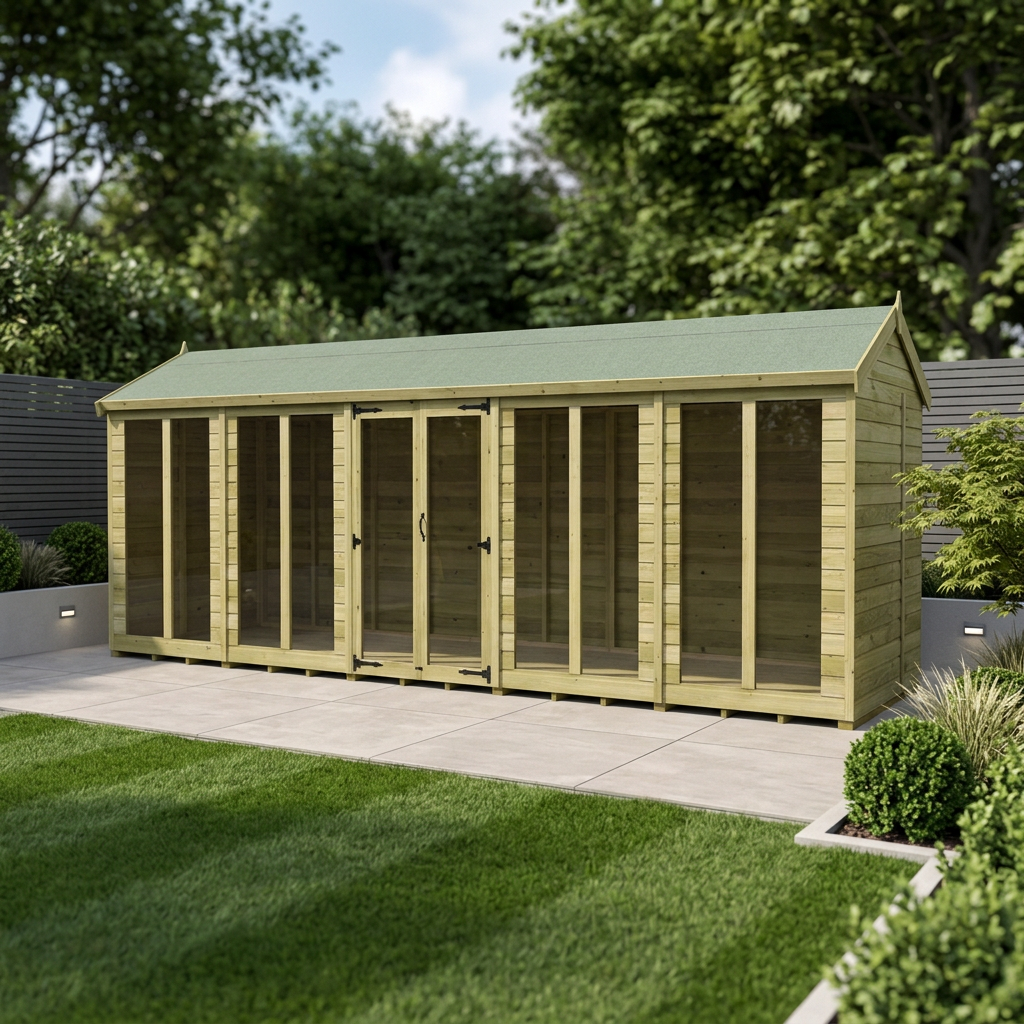 20 x 7 Apex Summer House (Full Height Window)