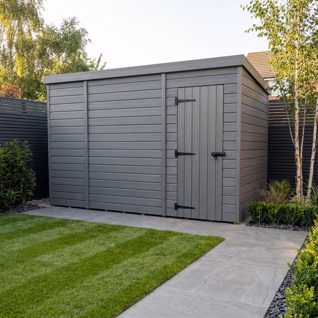 10x4 Pent Composite Shed (Single Door, No Windows)