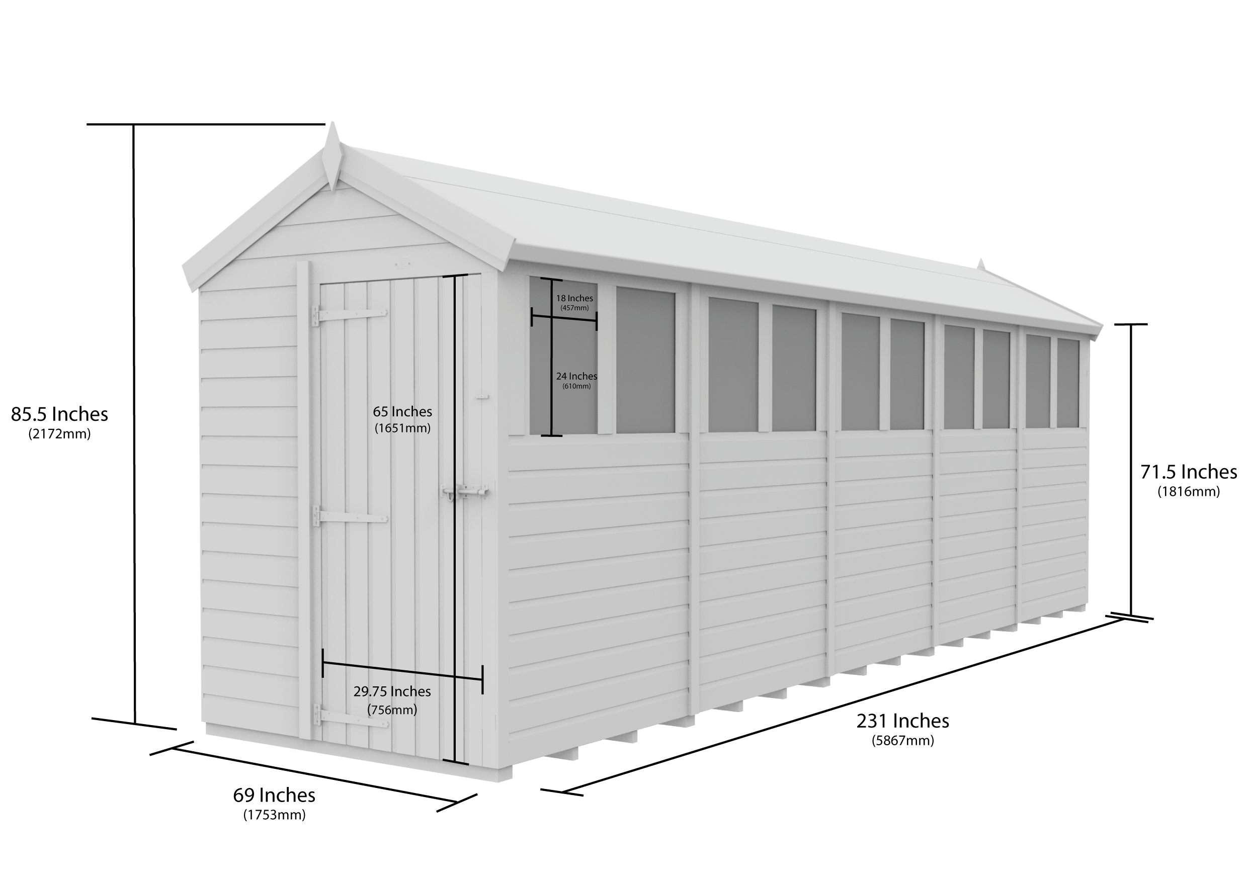 5 x 20 Apex Security Shed