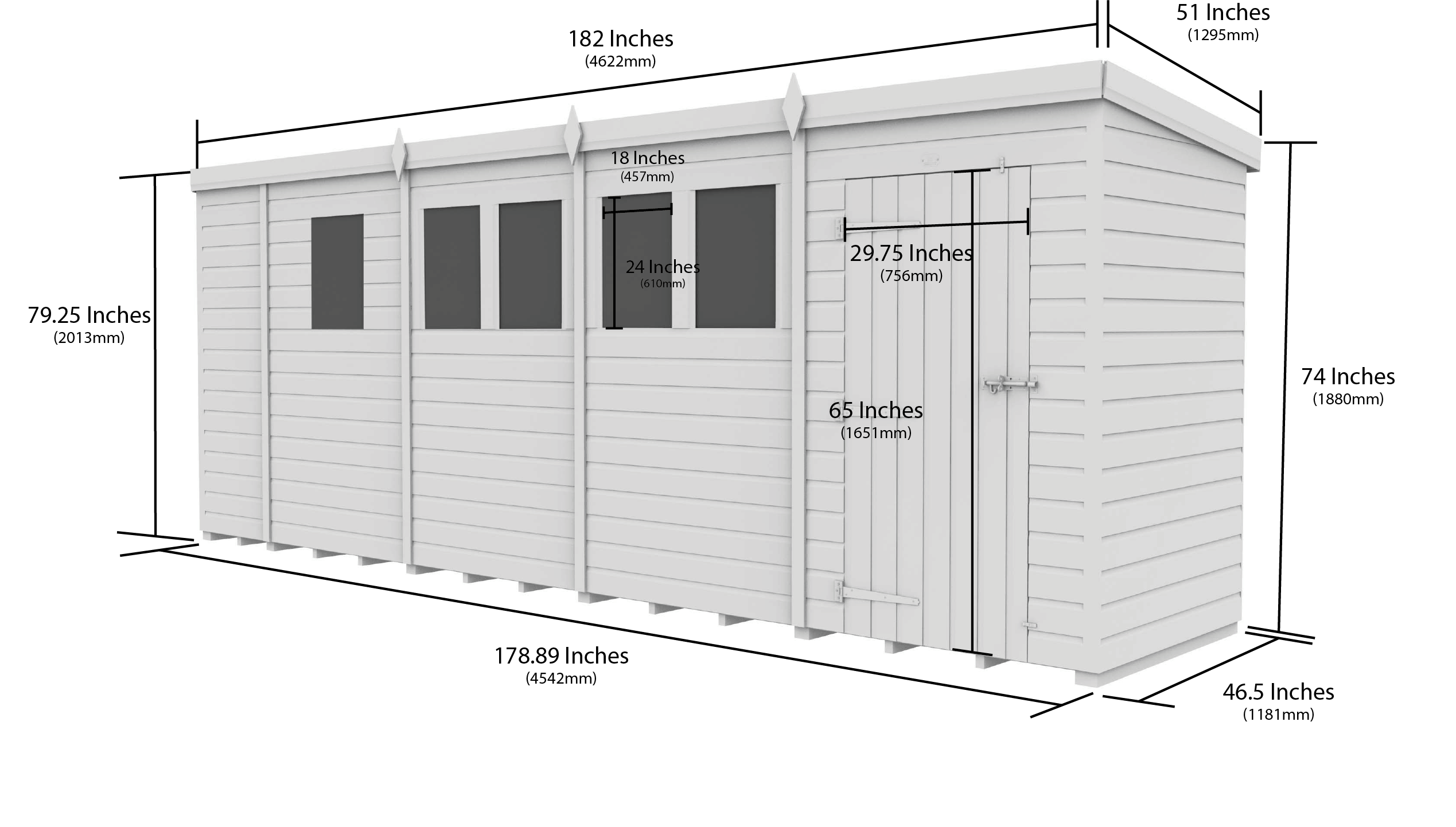17 x 4 Security Pent Shed
