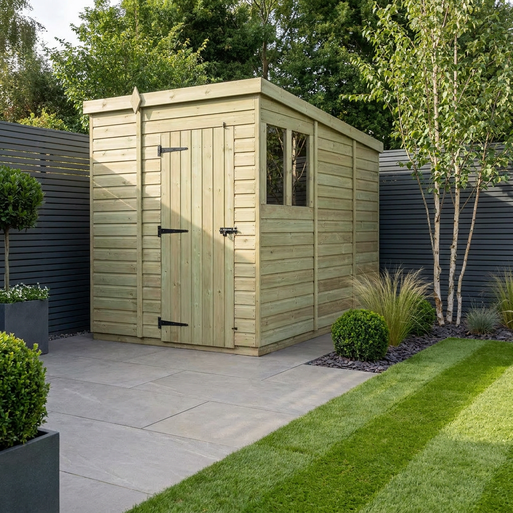 6 x 9 Pent Shed (Single Door, With Windows)