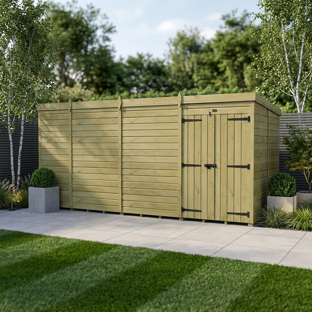 17 x 10 Pent Shed (Double Door, No Windows)