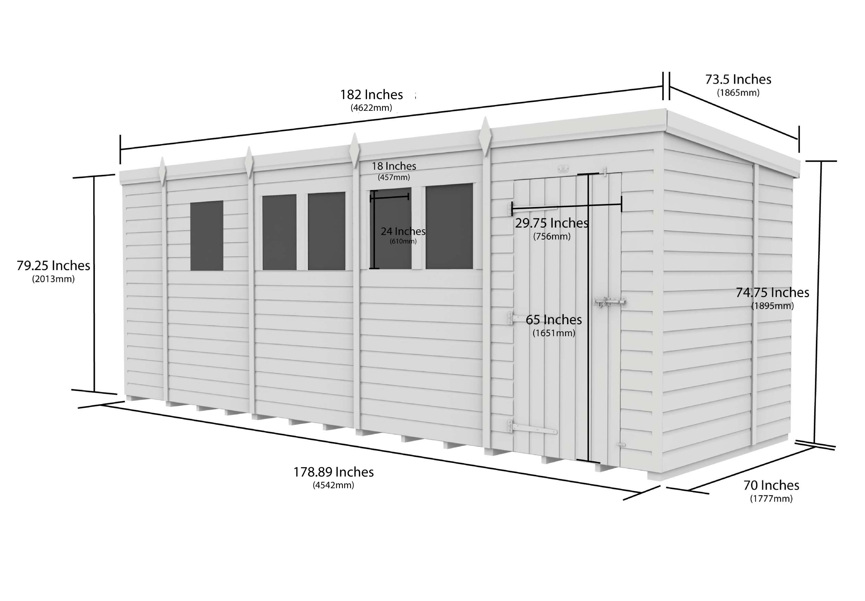 17 x 6  Security Pent Shed