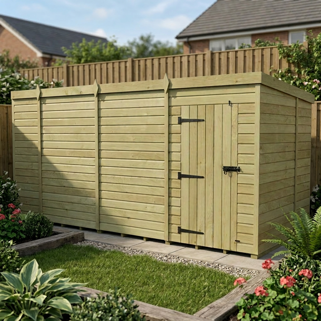 15 x 6 Pent Shed (Single Door, No Windows)
