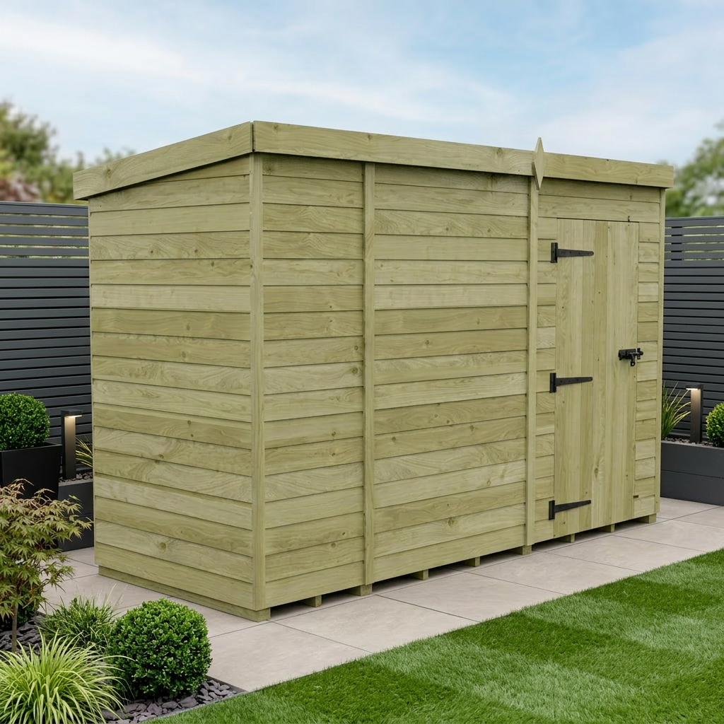 11 x 4 Pent Shed (Single Door, No Windows)