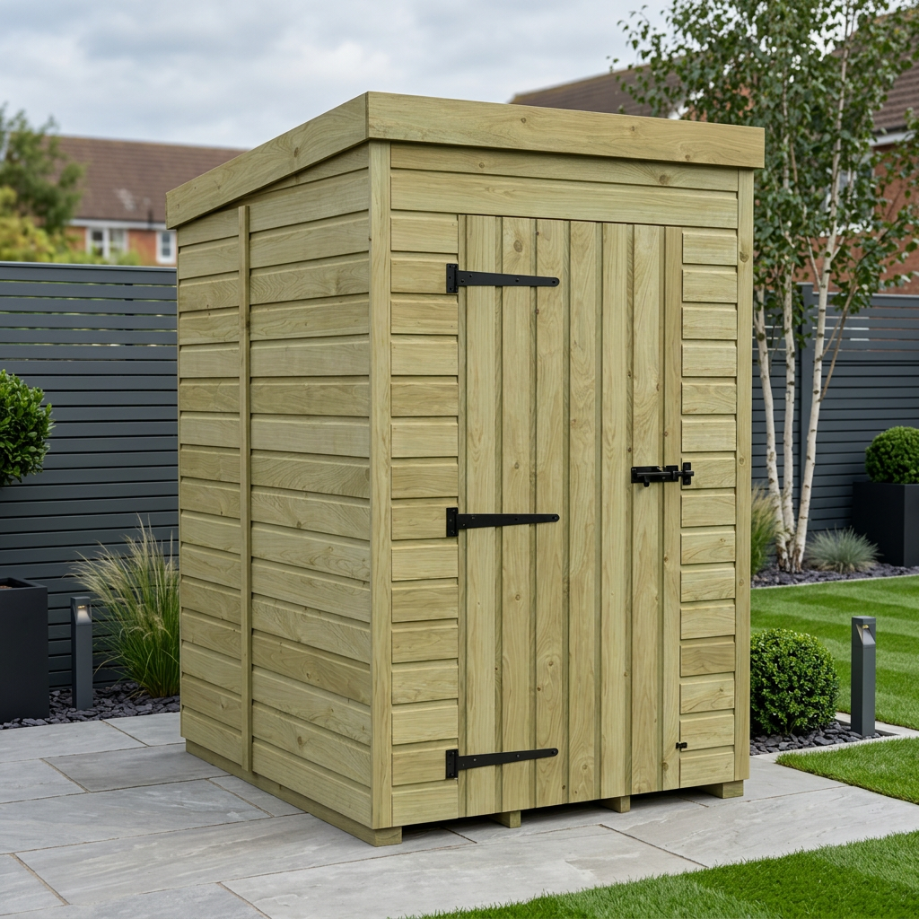 4 x 5 Pent Shed (Single Door, No Windows)