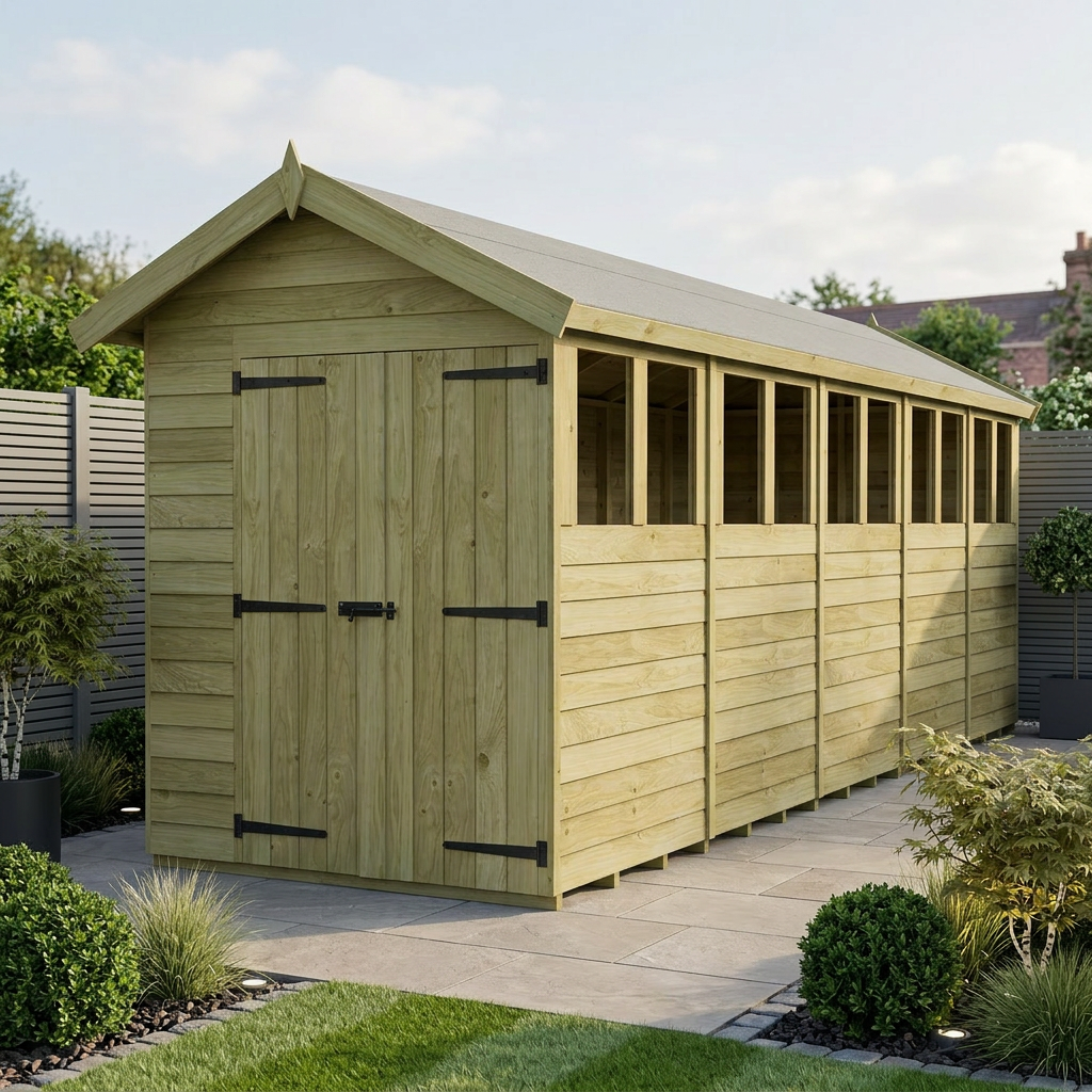6 x 20 Apex Shed (Double Door, With Windows)