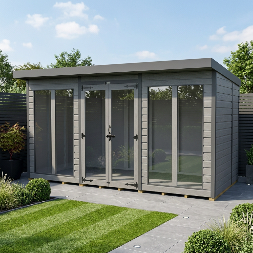 12x5 Composite Pent Full Height Summer House