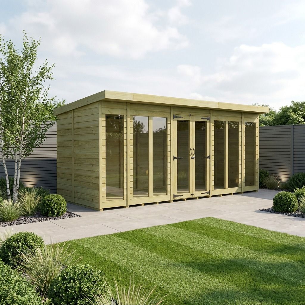 16 x 6 Pent Summer House (Full Height Window)