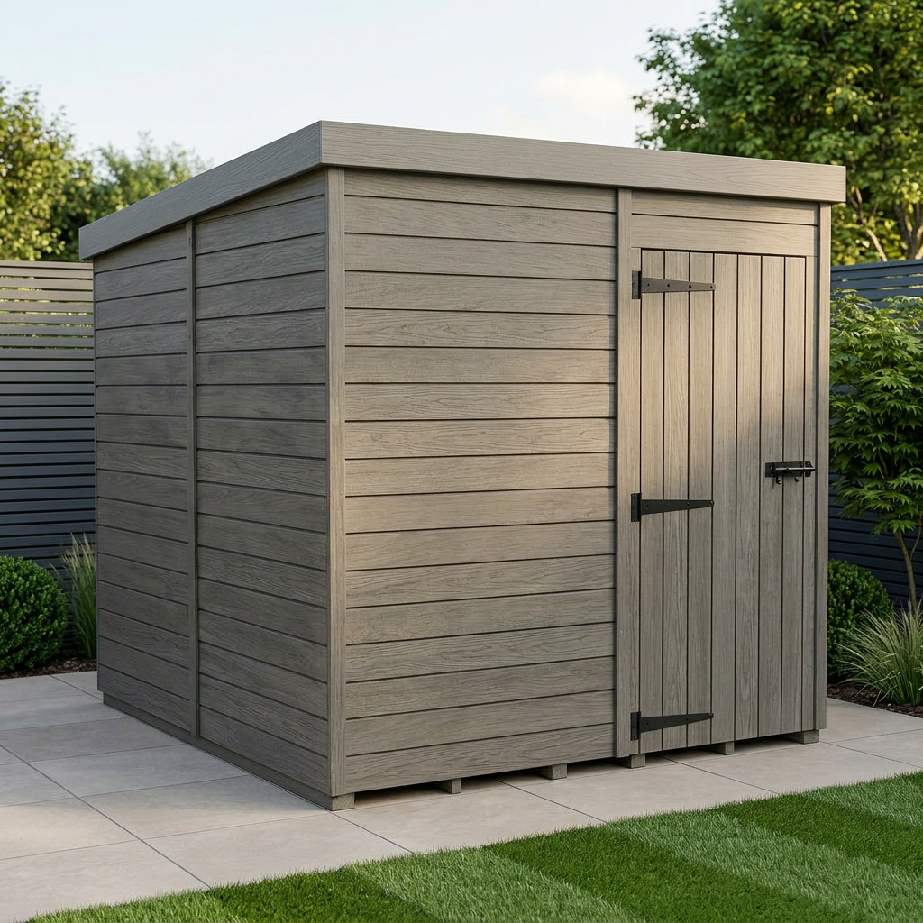 8x10 Pent Composite Shed (Single Door, No Windows)