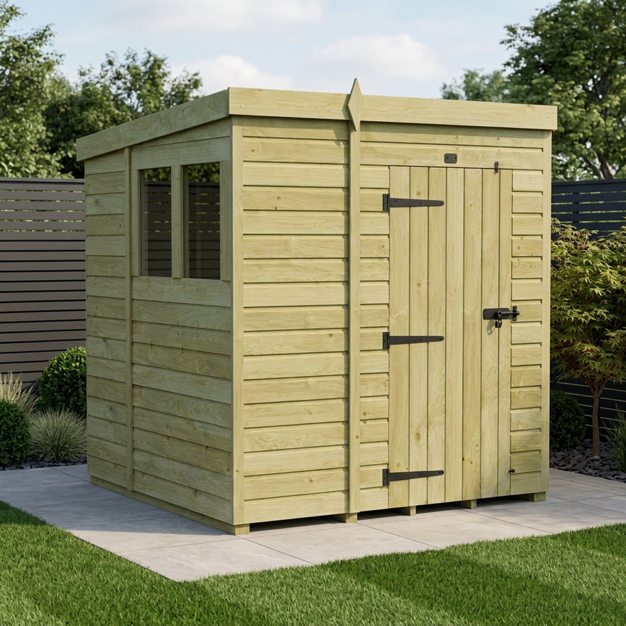 5 x 6 Pent Shed (Single Door, With Windows)