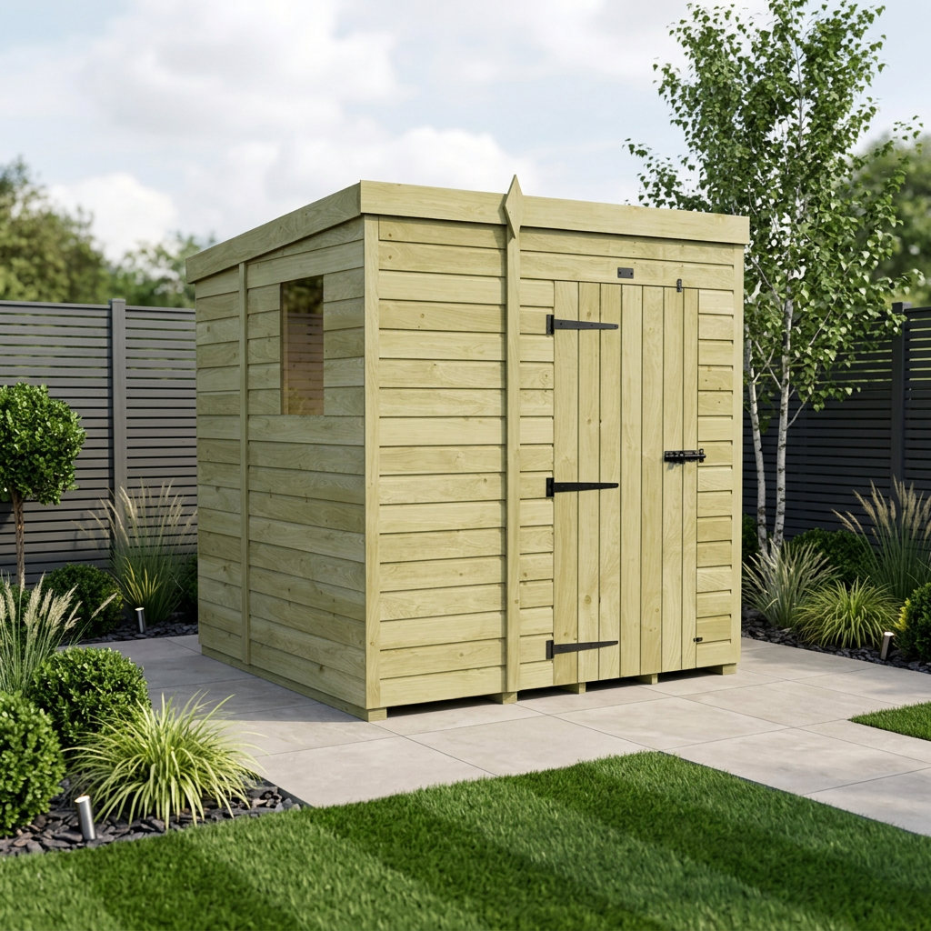 5 x 6 Pent Shed (Single Door, With Windows)