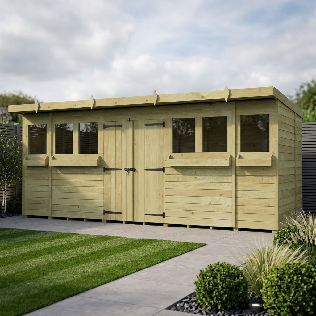 16 x 5 Pent Summer Shed