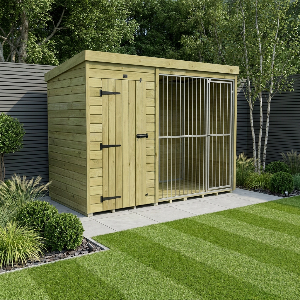 10 x 4 Dog Kennel And Run (Full Height With Bars)