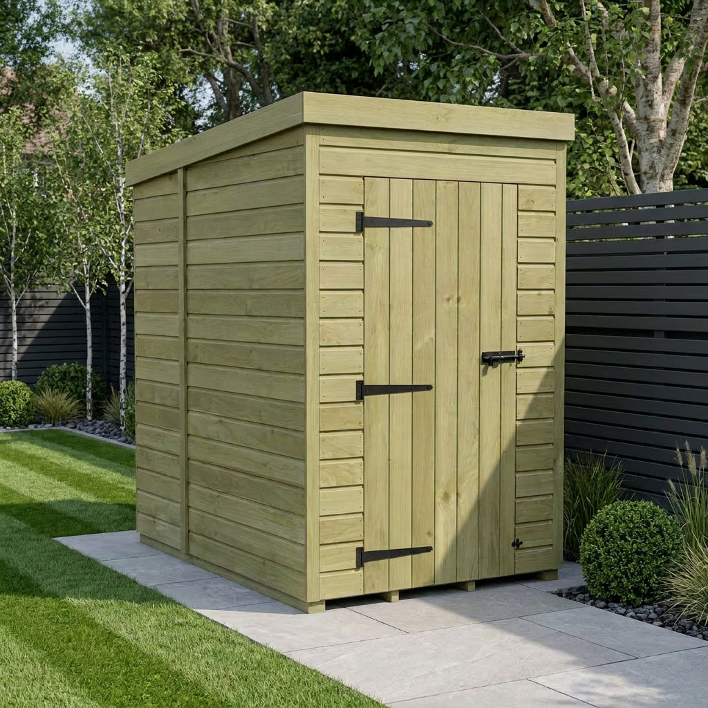 4 x 7 Pent Shed (Single Door, No Windows)