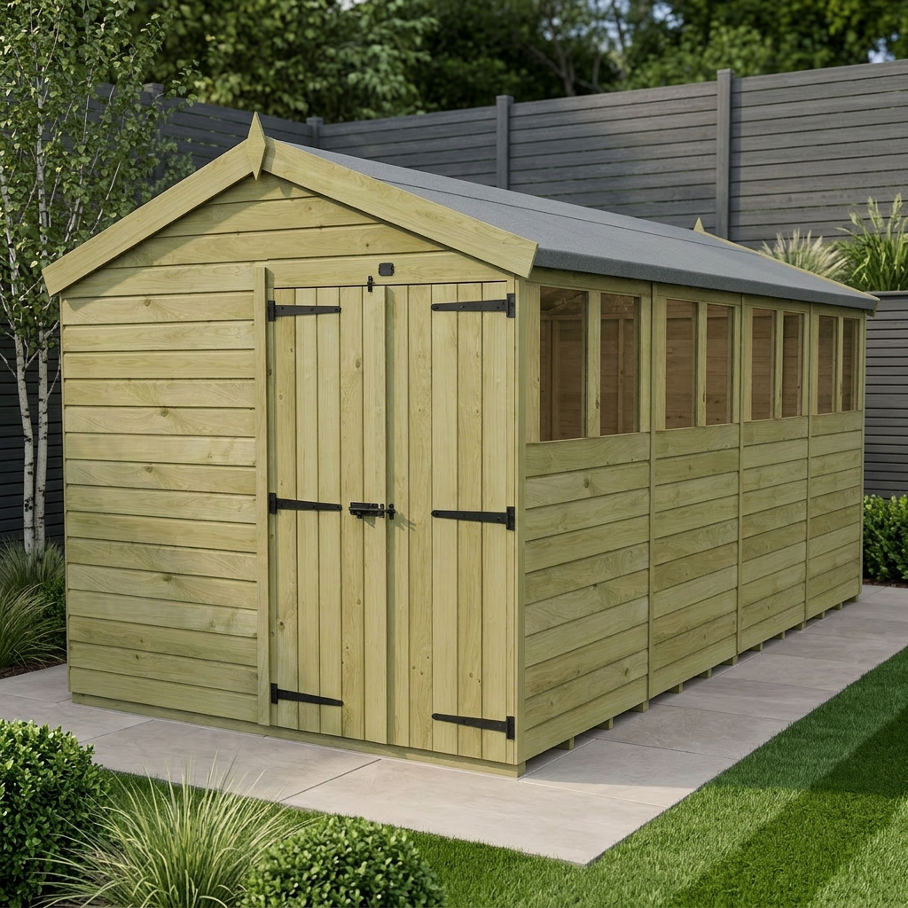 8 x 16 Apex Shed (Double Door, With Windows)