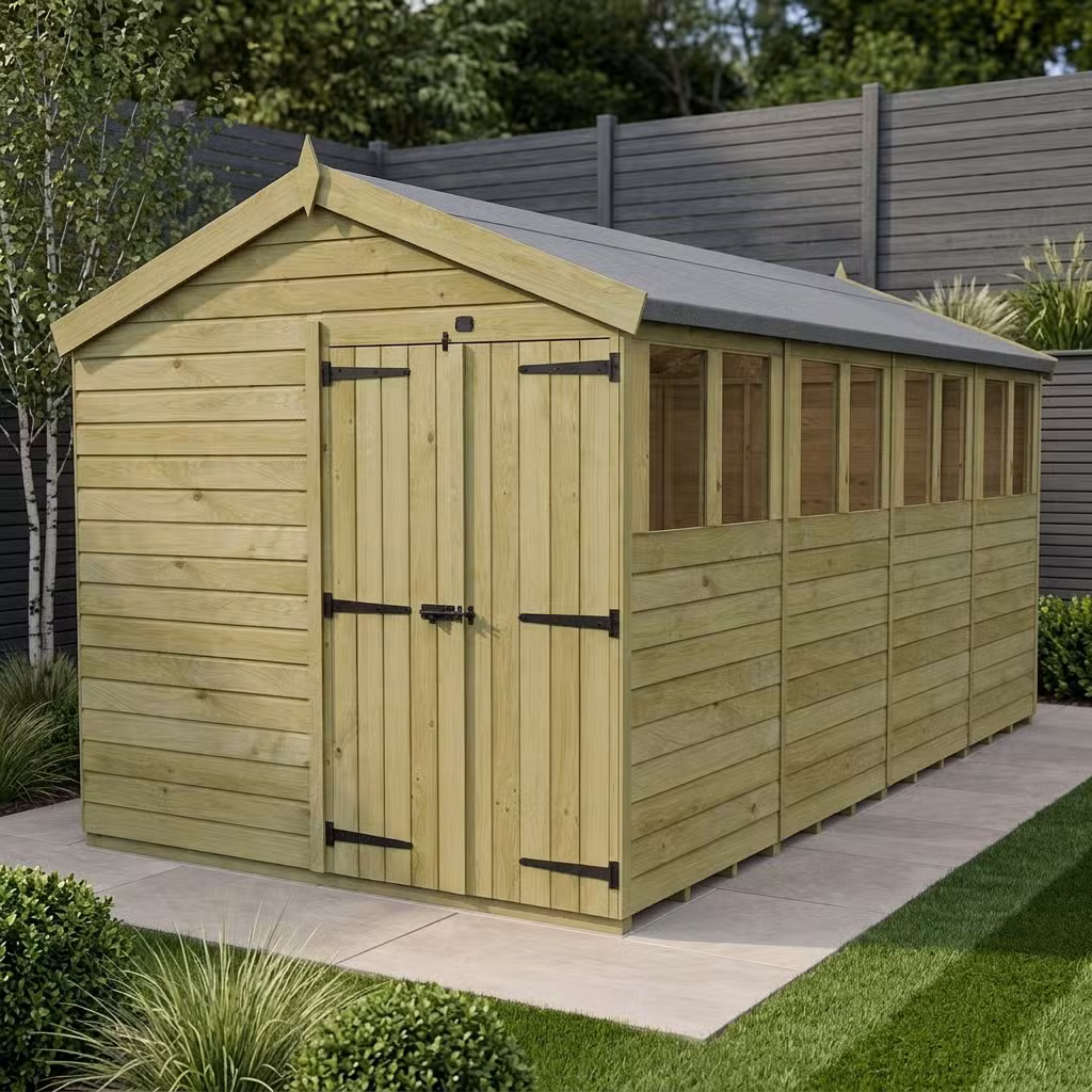 8 x 16 Apex Shed (Double Door, With Windows)