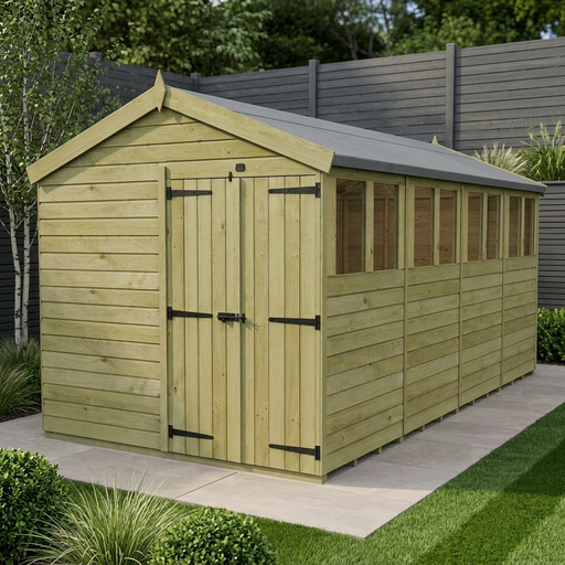8 x 16 Apex Shed (Double Door, With Windows)
