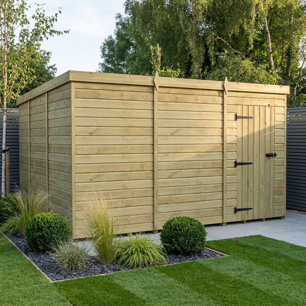 12 x 10 Pent Shed (Single Door, No Windows)