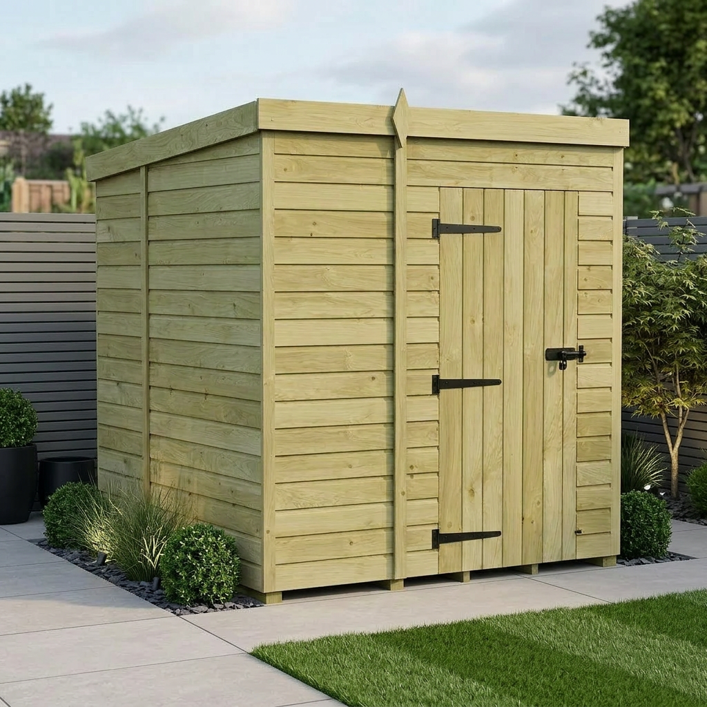 6 x 6 Pent Shed (Single Door, No Windows)