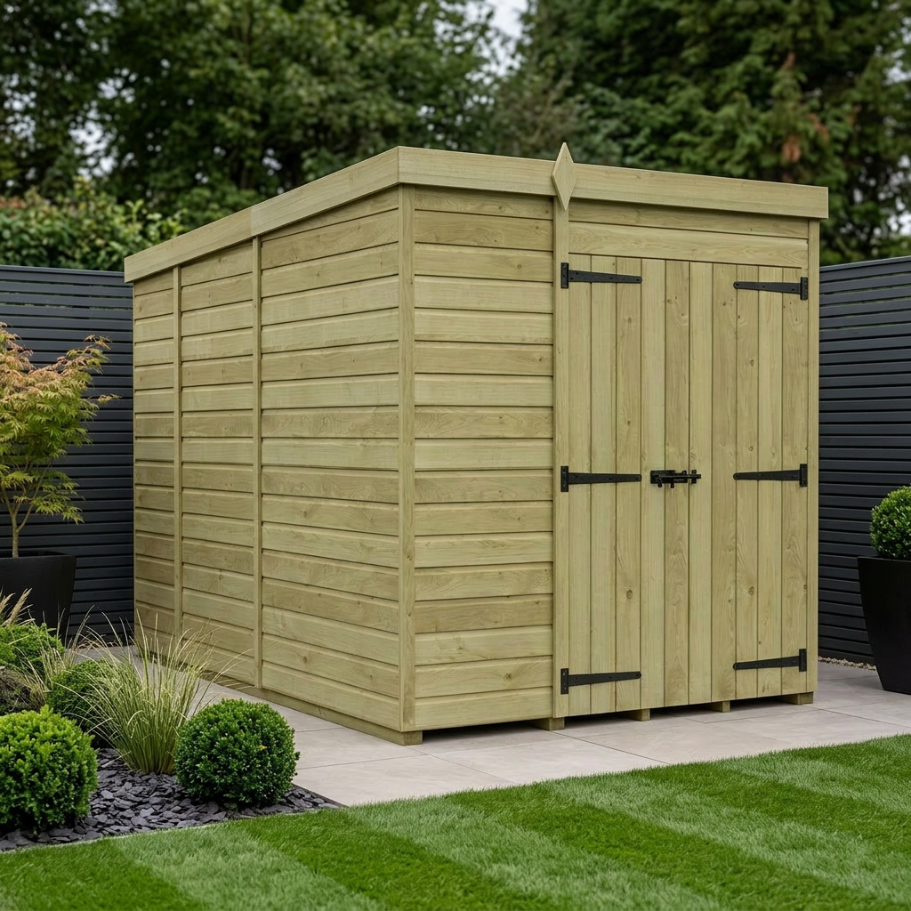 6 x 9 Pent Shed (Double Door, No Windows)