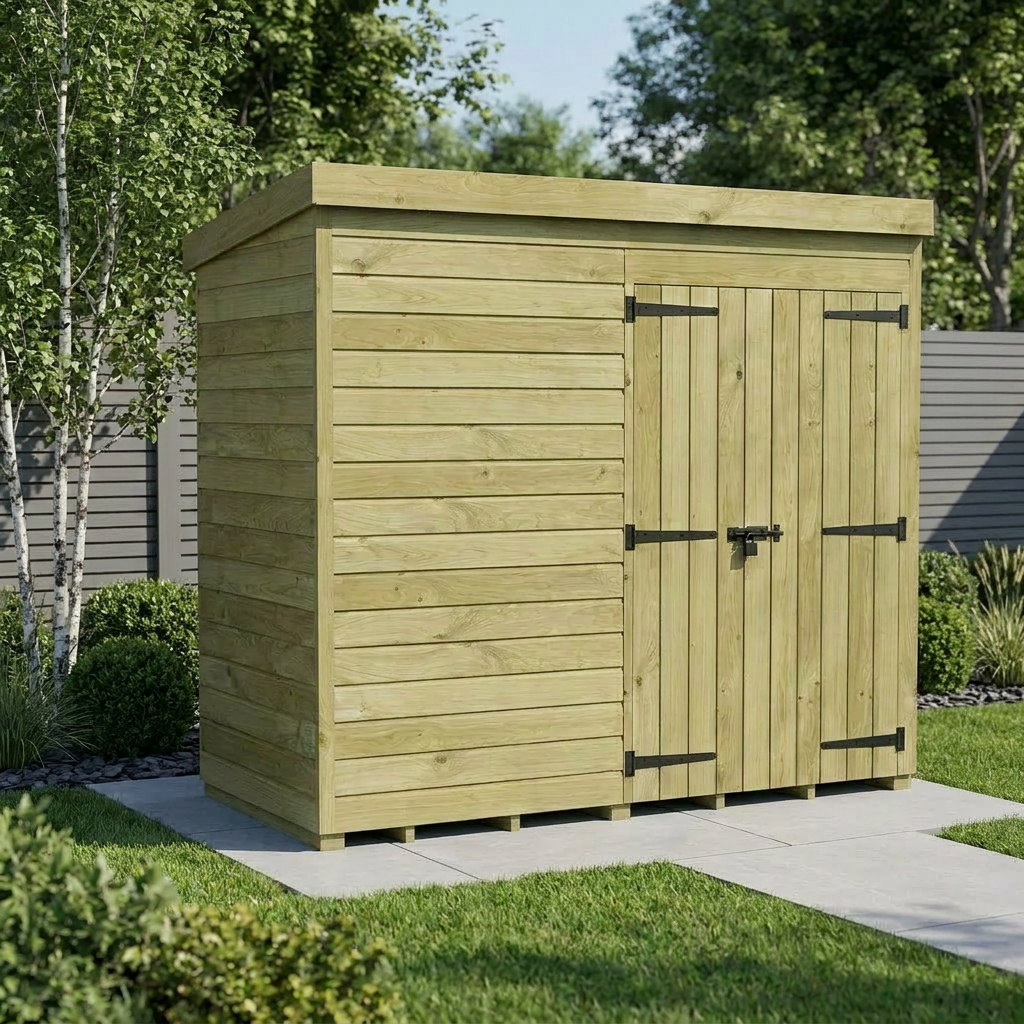 8 x 4 Pent Shed (Double Door, No Windows)