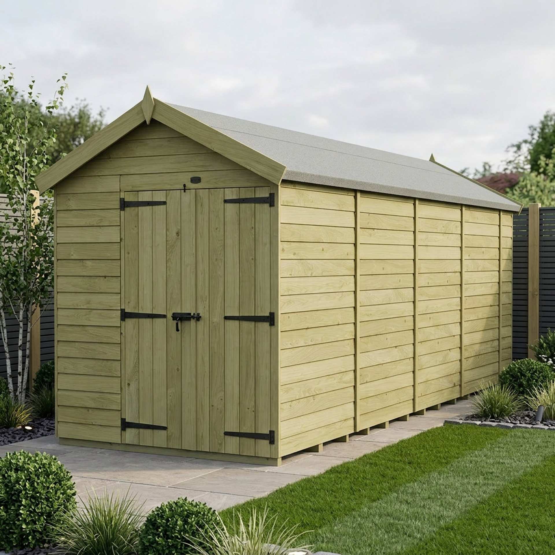 6 x 18 Apex Shed (Double Door, No Windows)