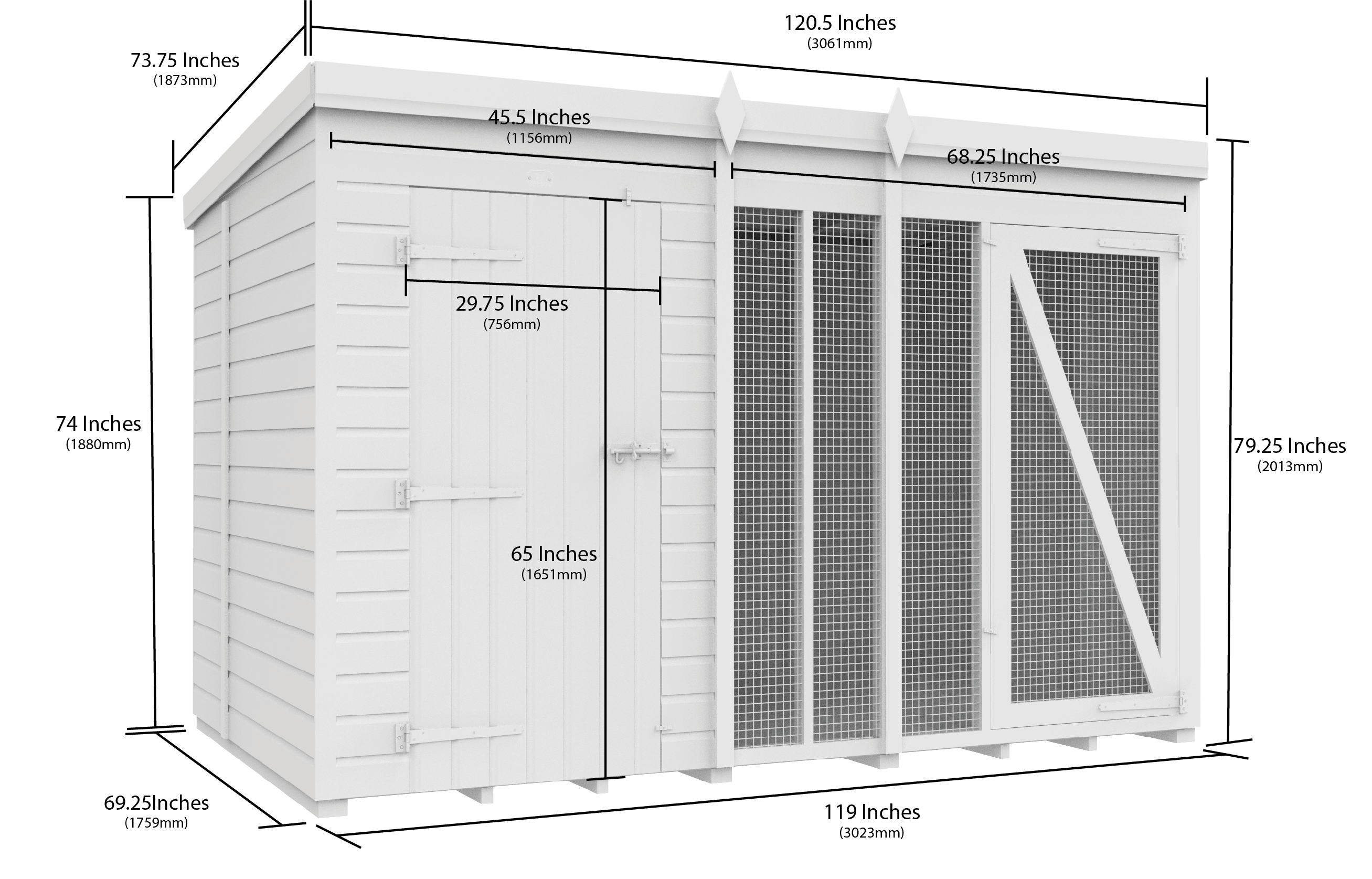 10 x 6 Dog Kennel And Run (Full Height)