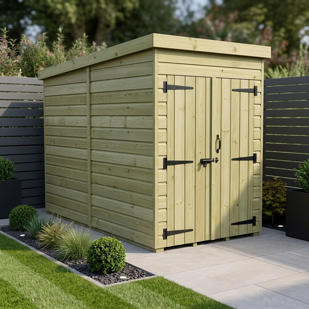 4 x 7 Pent Shed (Double Door, No Windows)