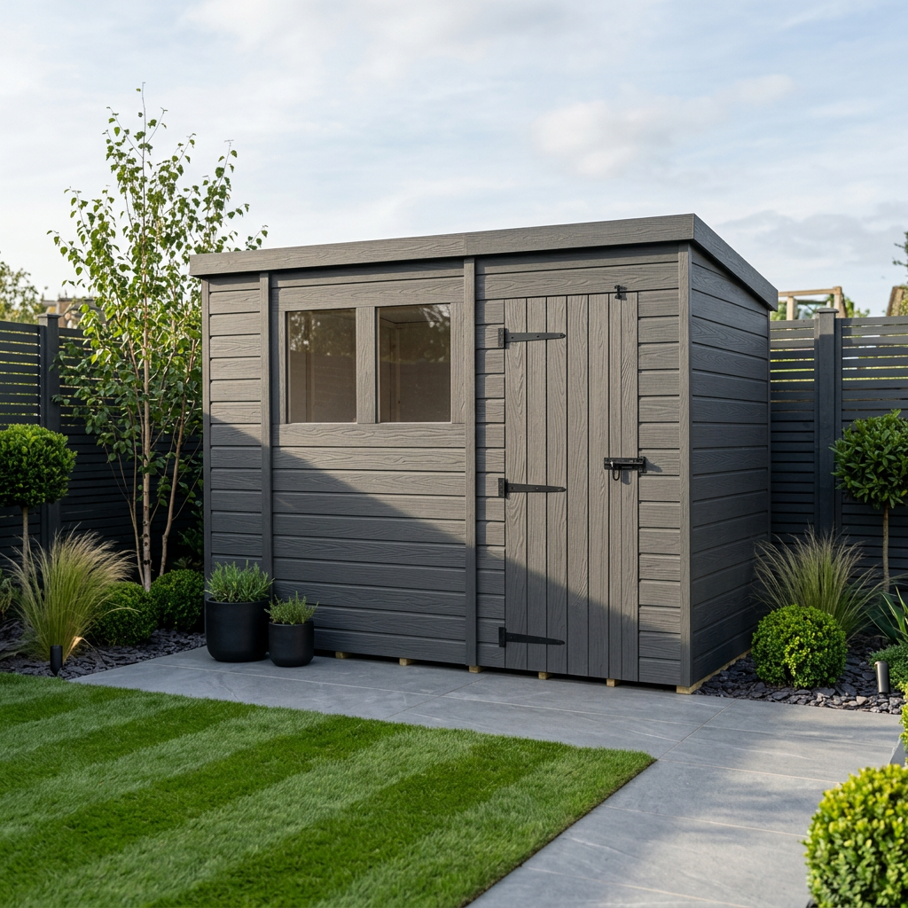 10x4 Pent Composite Shed (Single Door, With Windows)