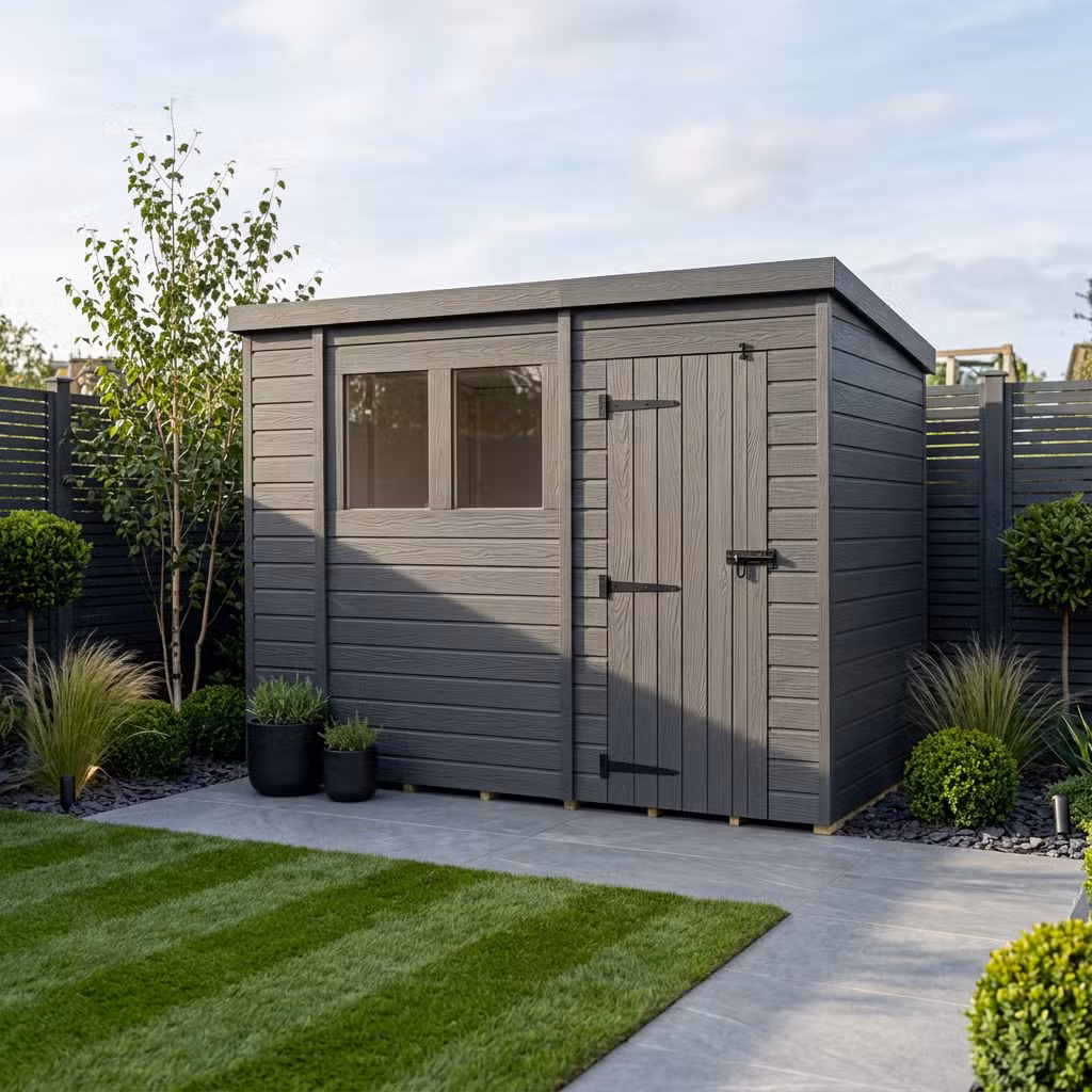 10x4 Pent Composite Shed (Single Door, With Windows)