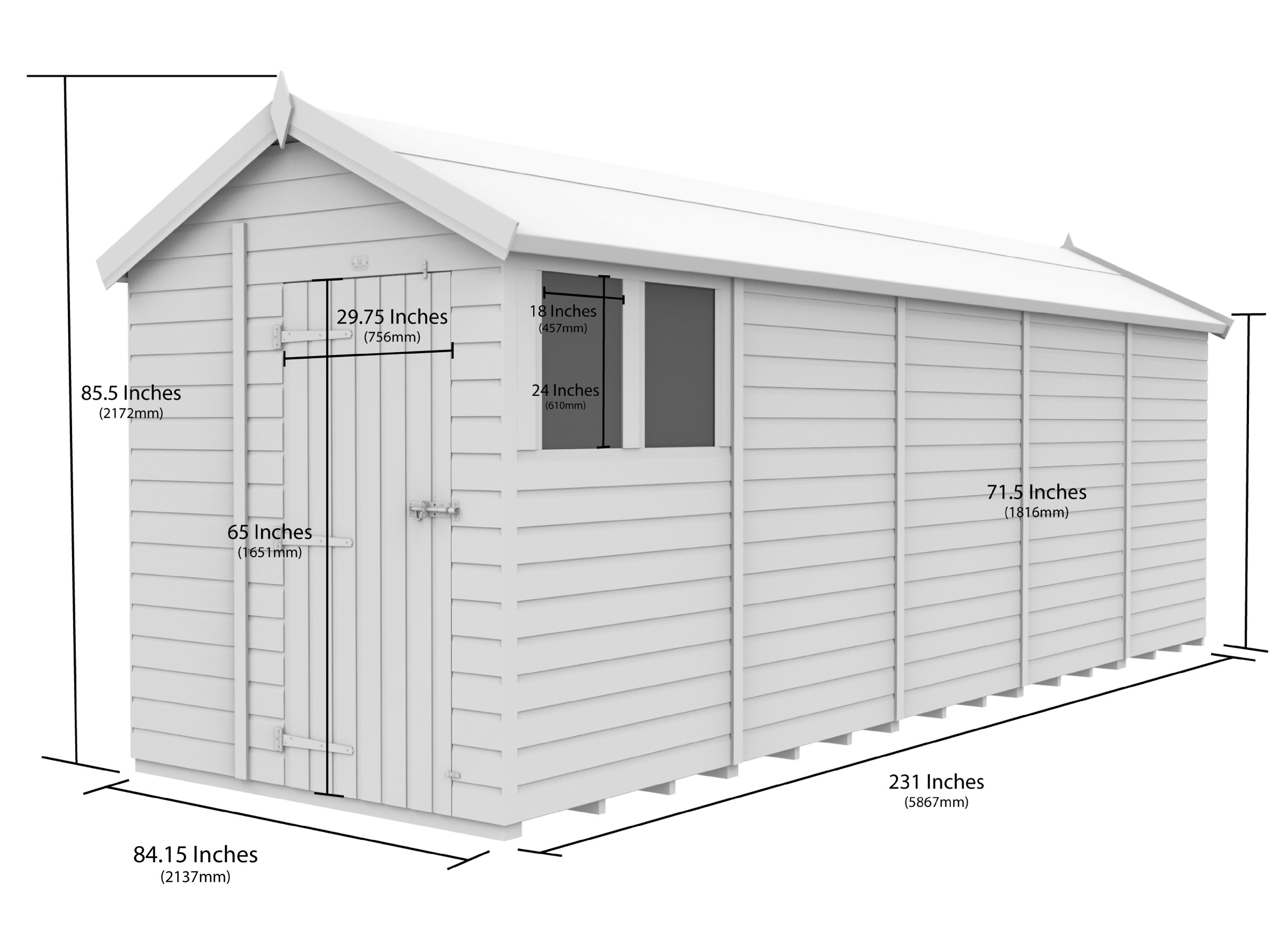 7 x 20 Apex Security Shed