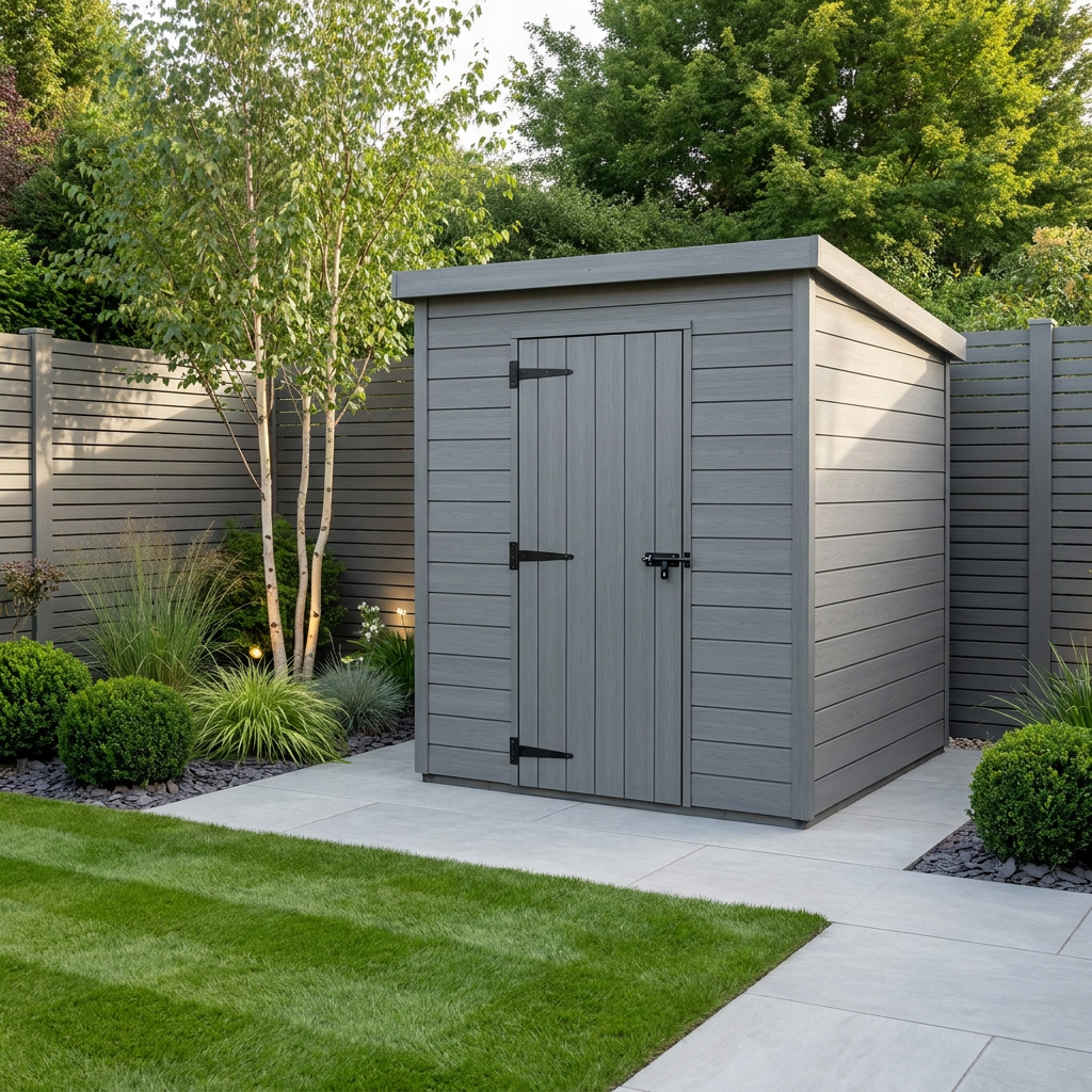 5x7 Pent Composite Shed (Single Door, No Windows)