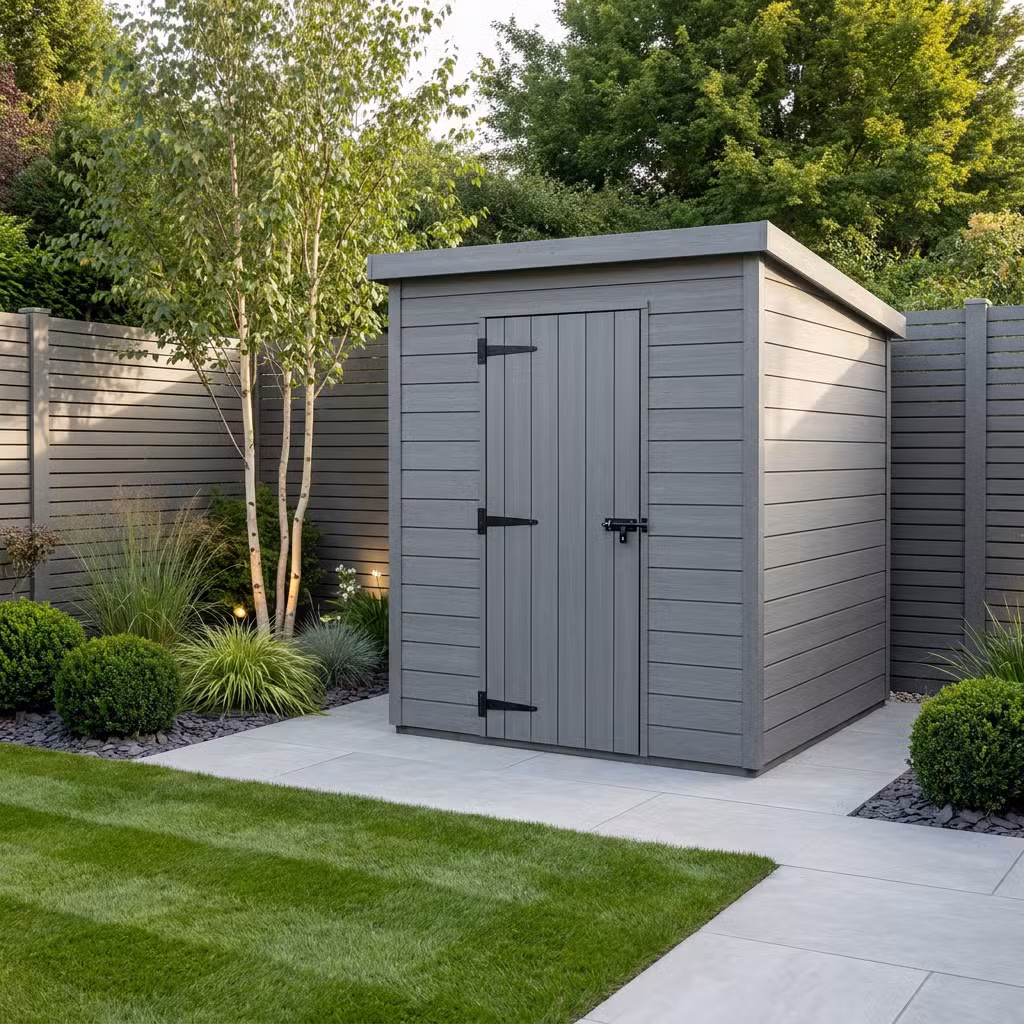5x7 Pent Composite Shed (Single Door, No Windows)