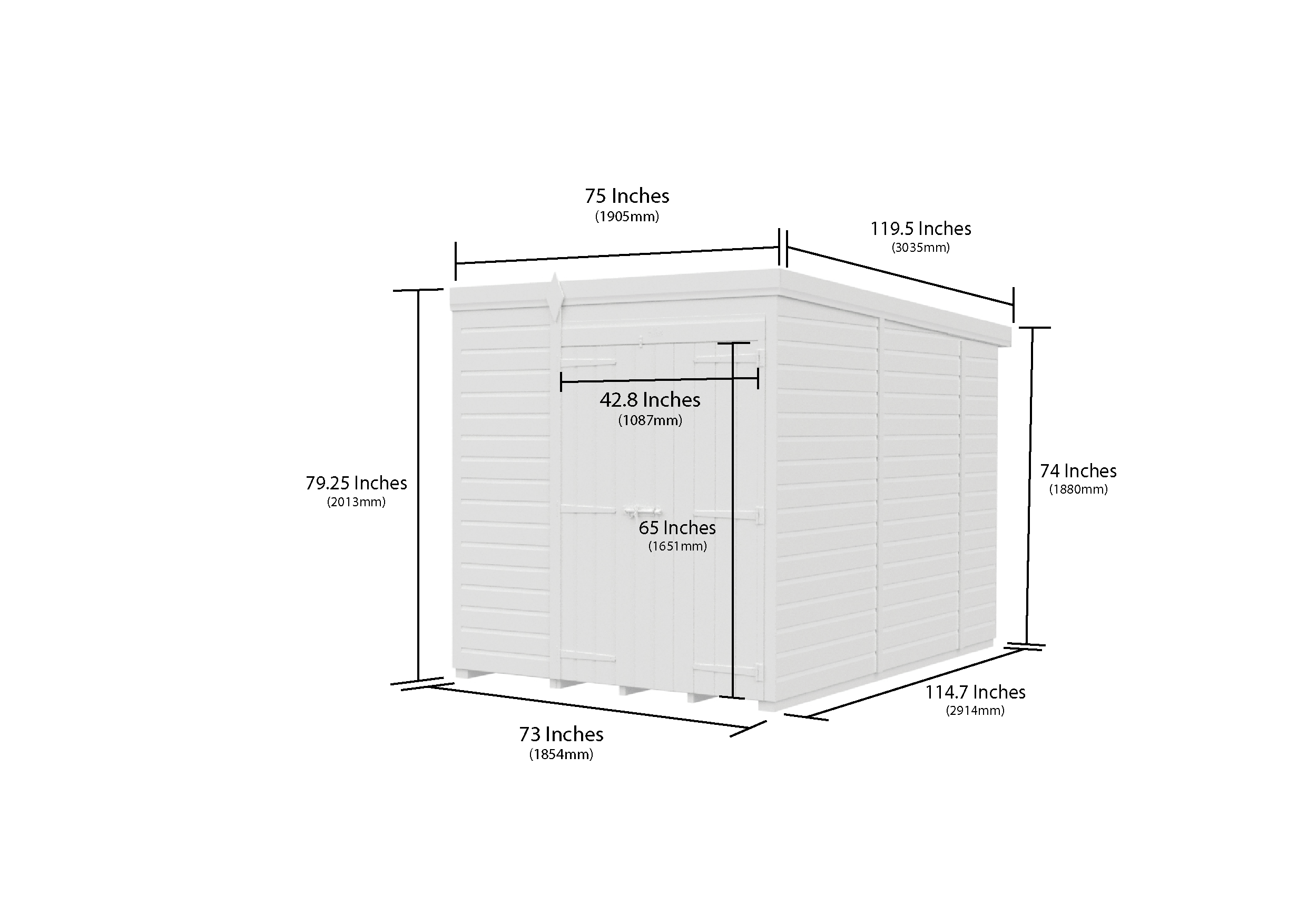 6 x 10 Pent Shed (Double Door, No Windows)