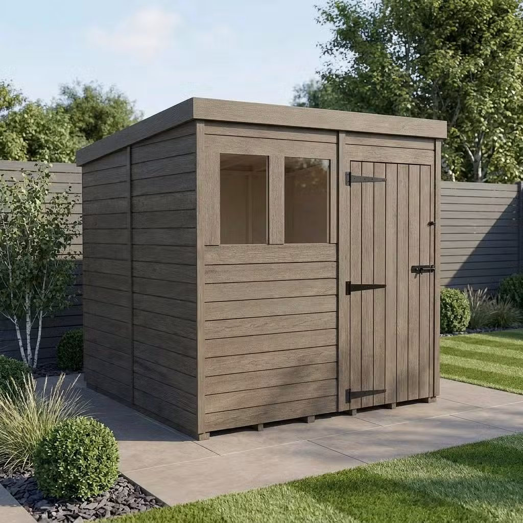 7x10 Pent Composite Shed (Single Door, With Windows)
