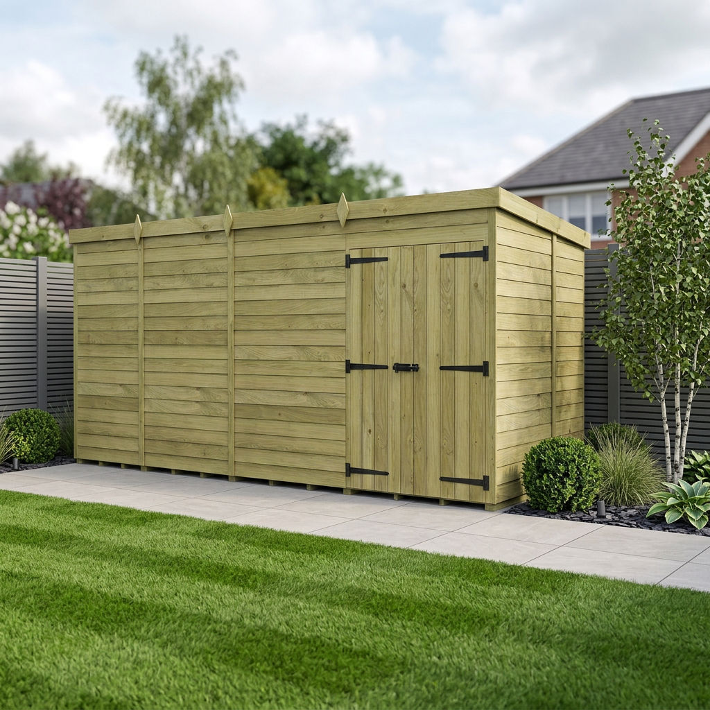 16 x 6 Pent Shed (Double Door, No Windows)