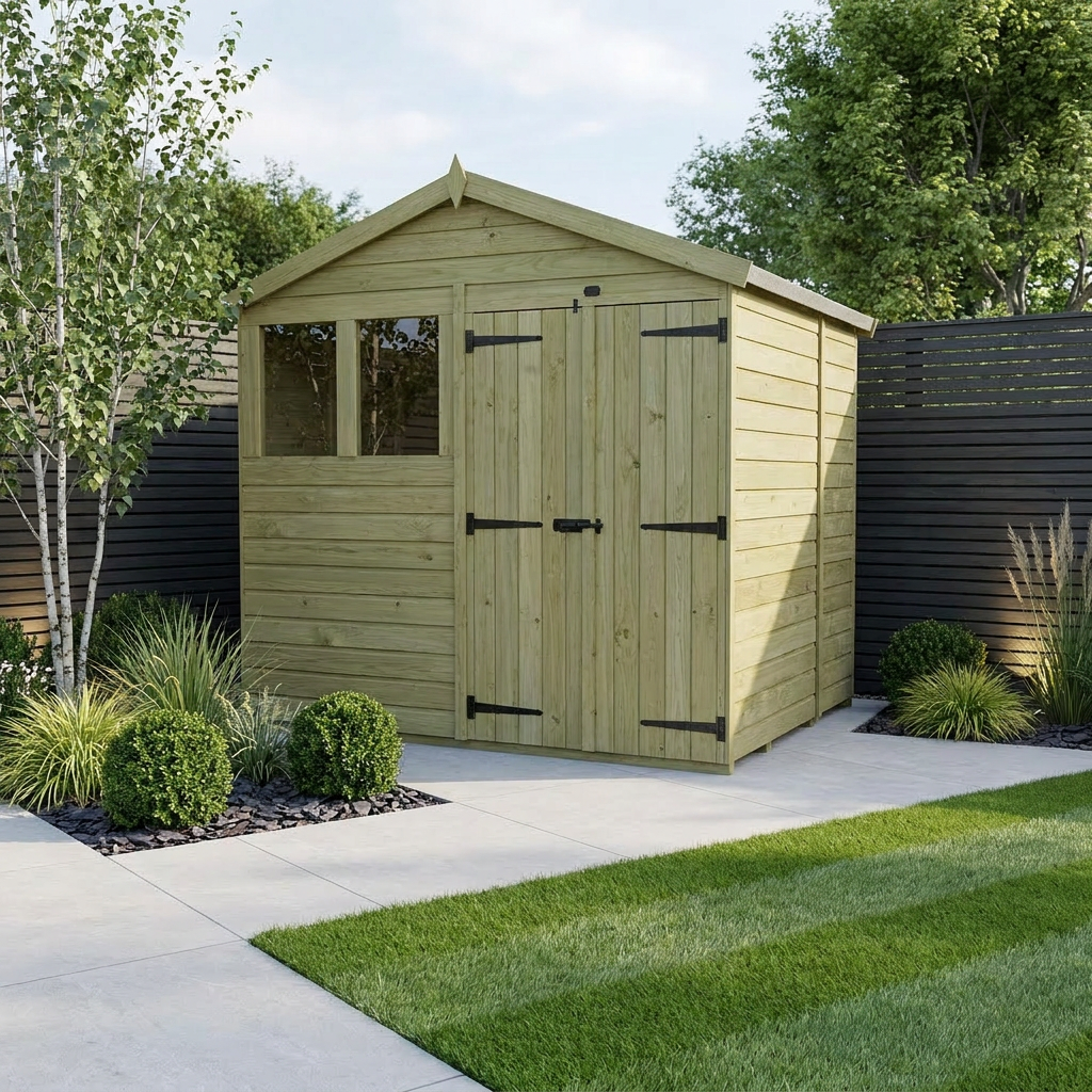 8 x 5 Apex Shed (Double Door, With Windows)