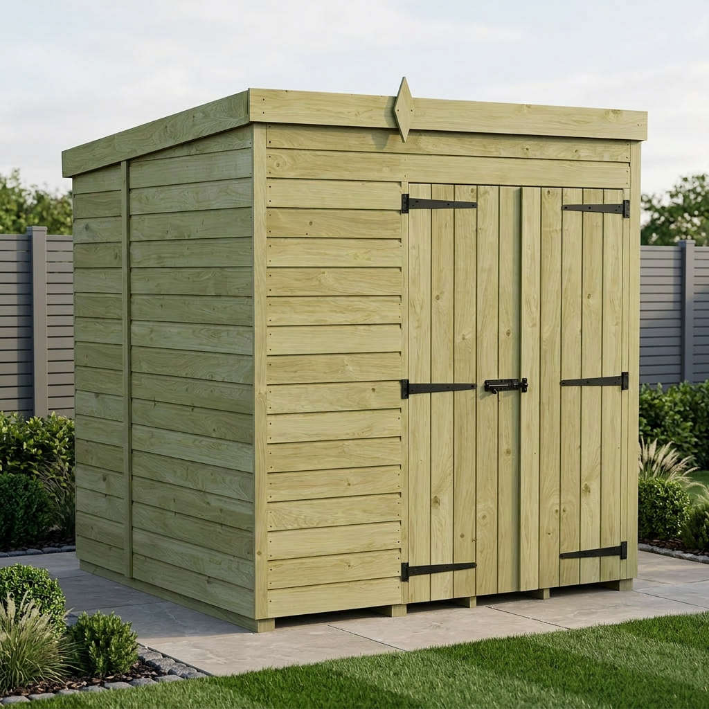 6 x 6 Pent Shed (Double Door, No Windows)