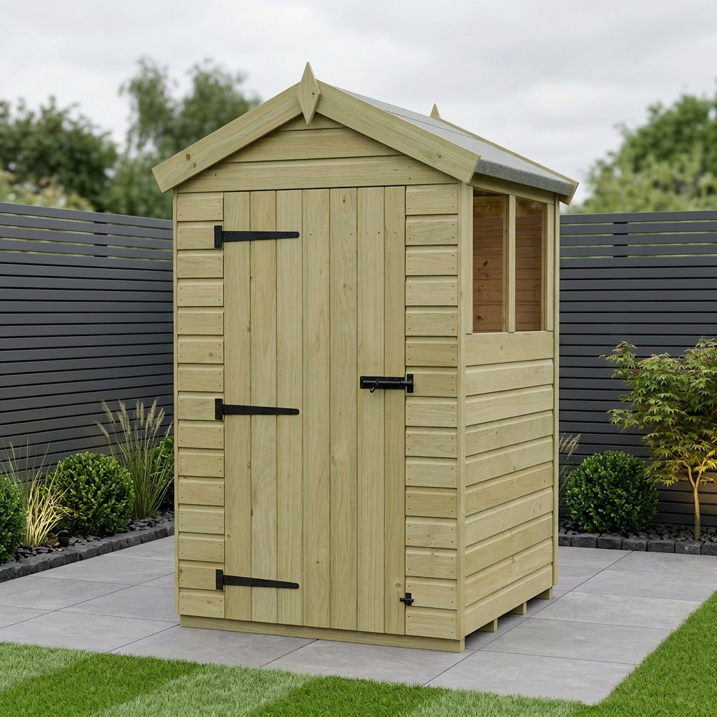 4 x 4 Apex Shed (Single Door, With Windows)