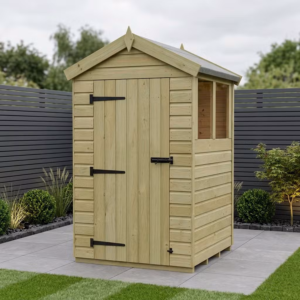 4 x 4 Apex Shed (Single Door, With Windows)