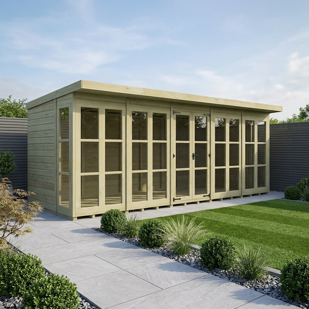 20 x 6 Georgian Window Pent Summer House