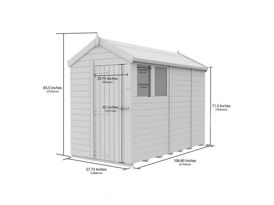 5 x 9 Apex Shed (Single Door, No Windows)