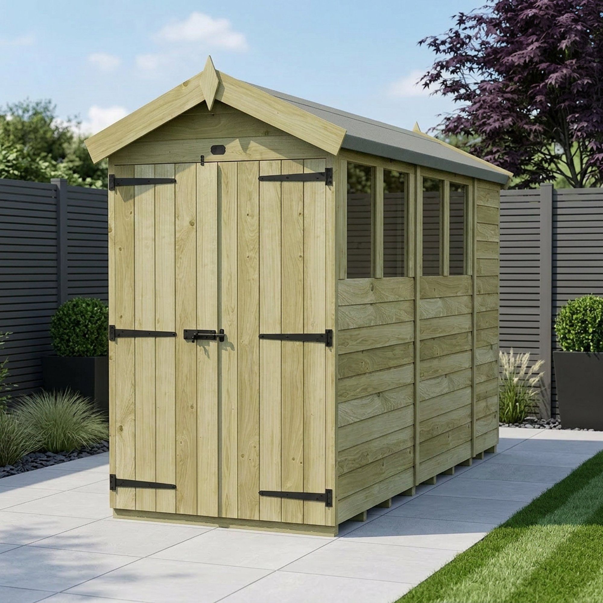 4 x 11 Apex Shed (Double Door, With Windows)