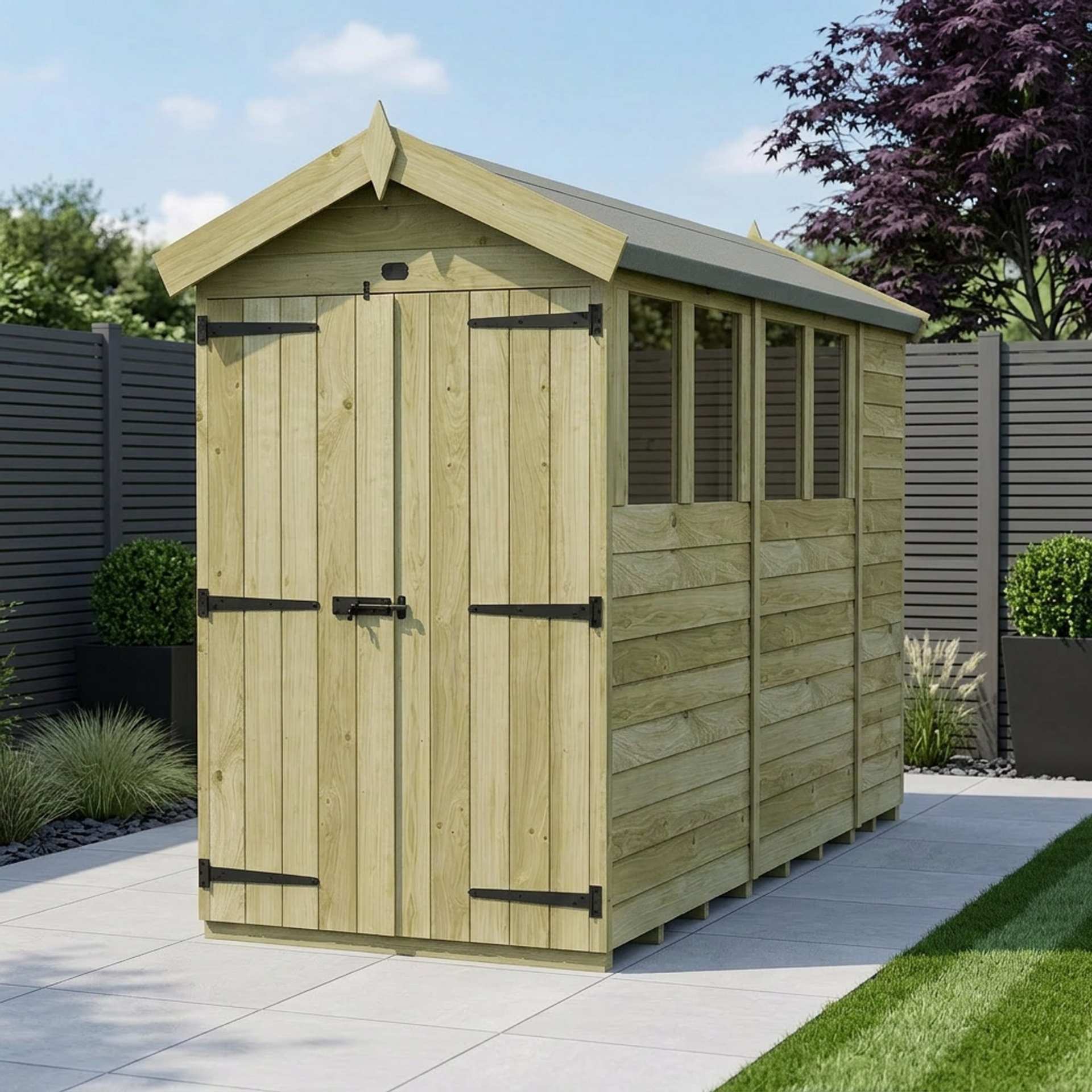 4 x 11 Apex Shed (Double Door, With Windows)