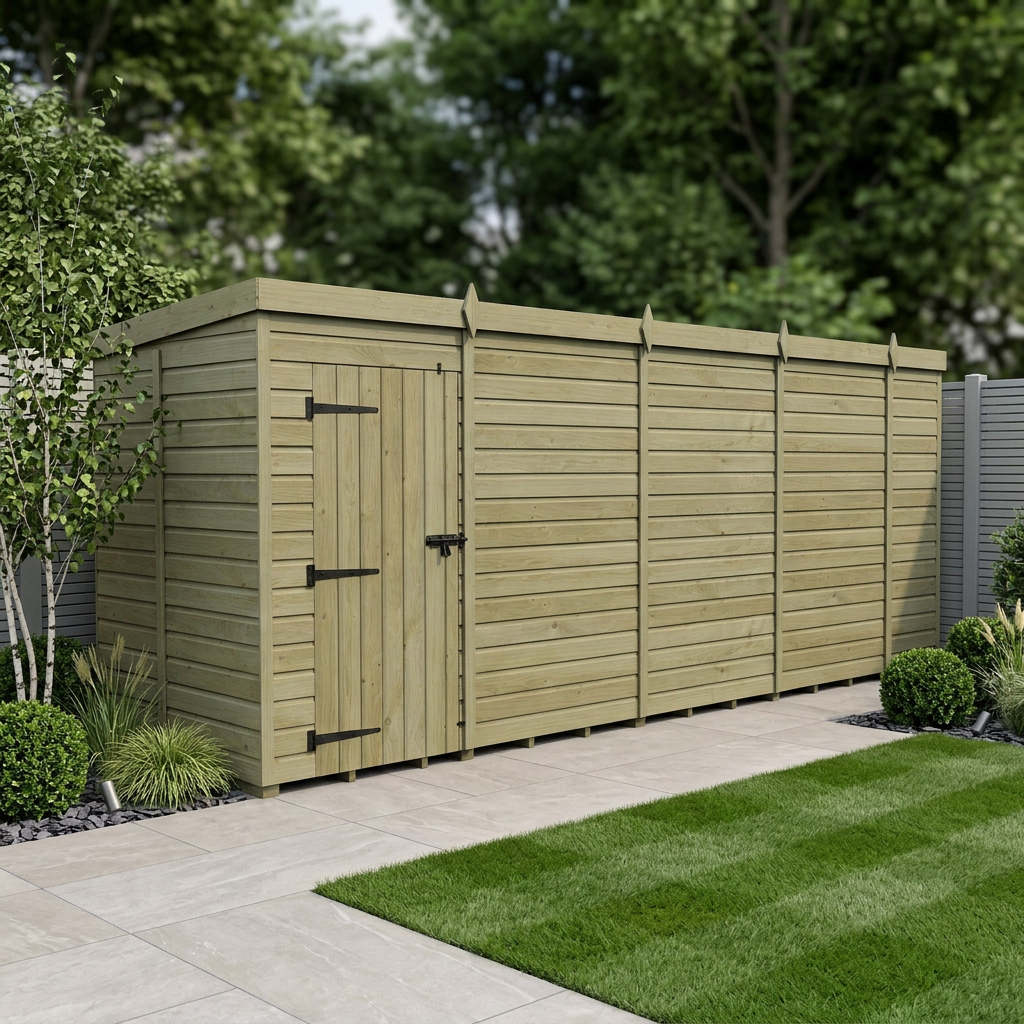 18 x 5 Pent Shed (Single Door, No Windows)