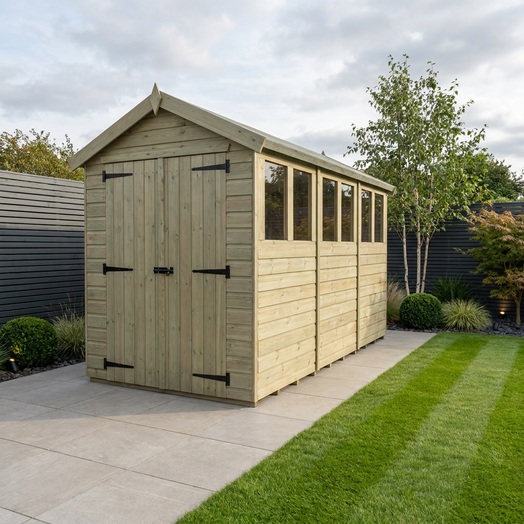 4 x 12 Apex Shed (Double Door, With Windows)