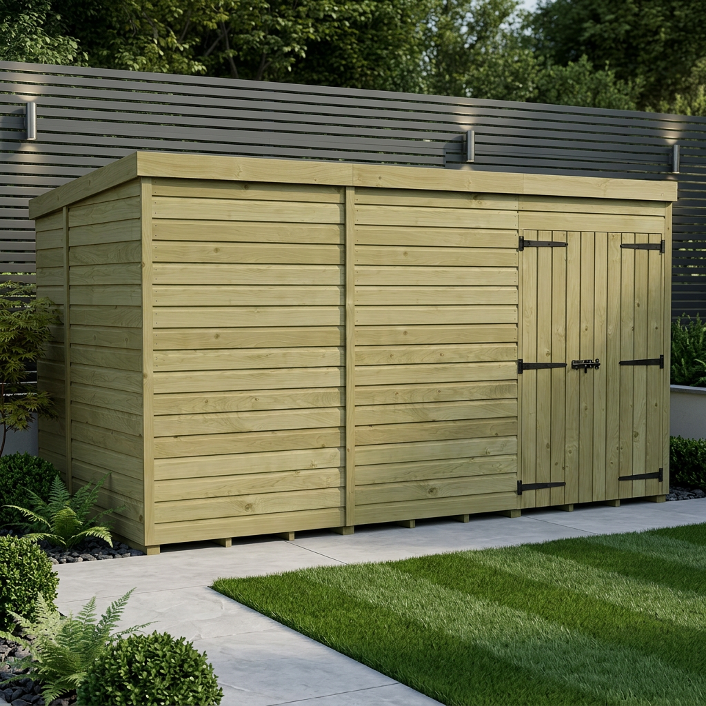 12 x 5 Pent Shed (Double Door, No Windows)