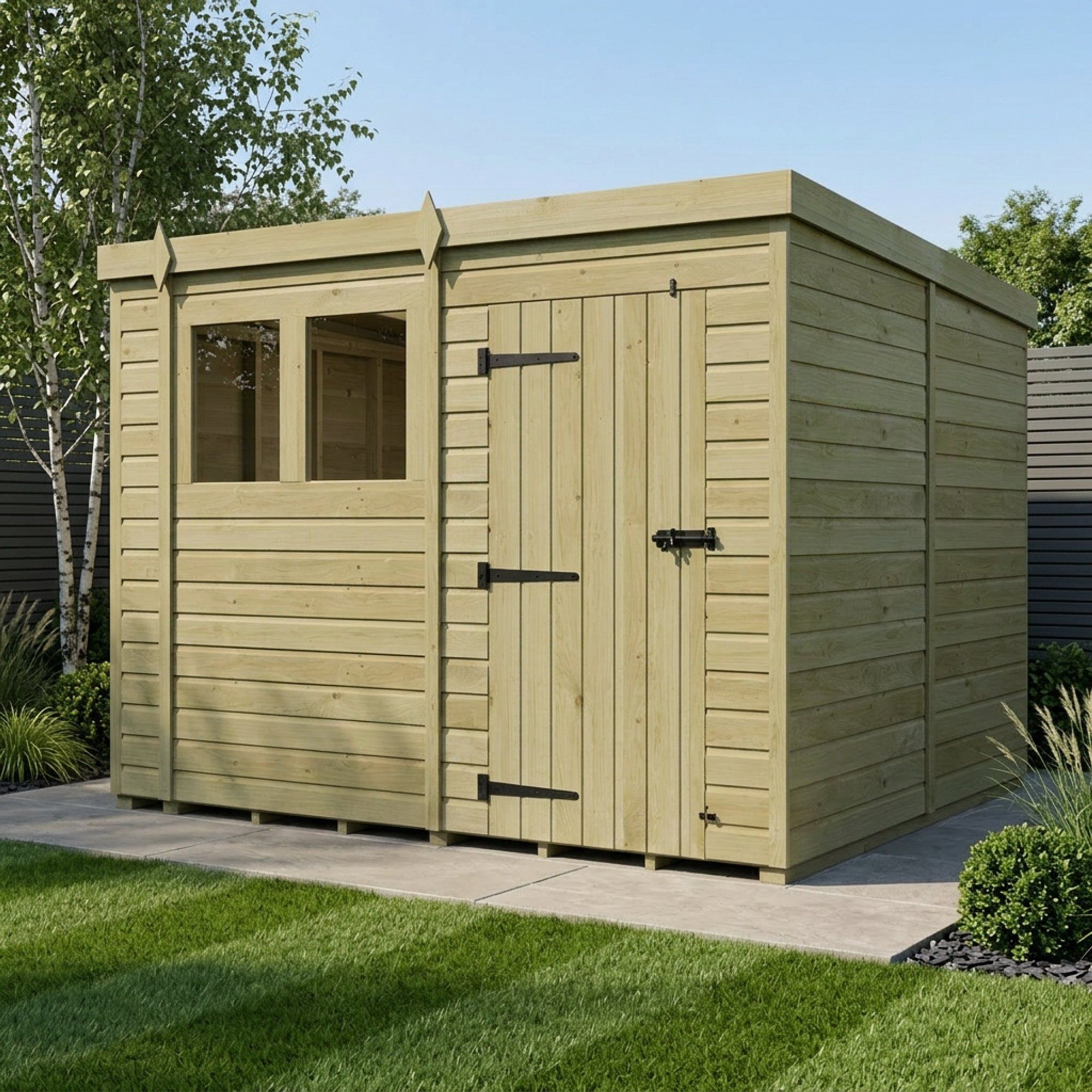 10 x 9 Pent Shed (Single Door, With Windows)