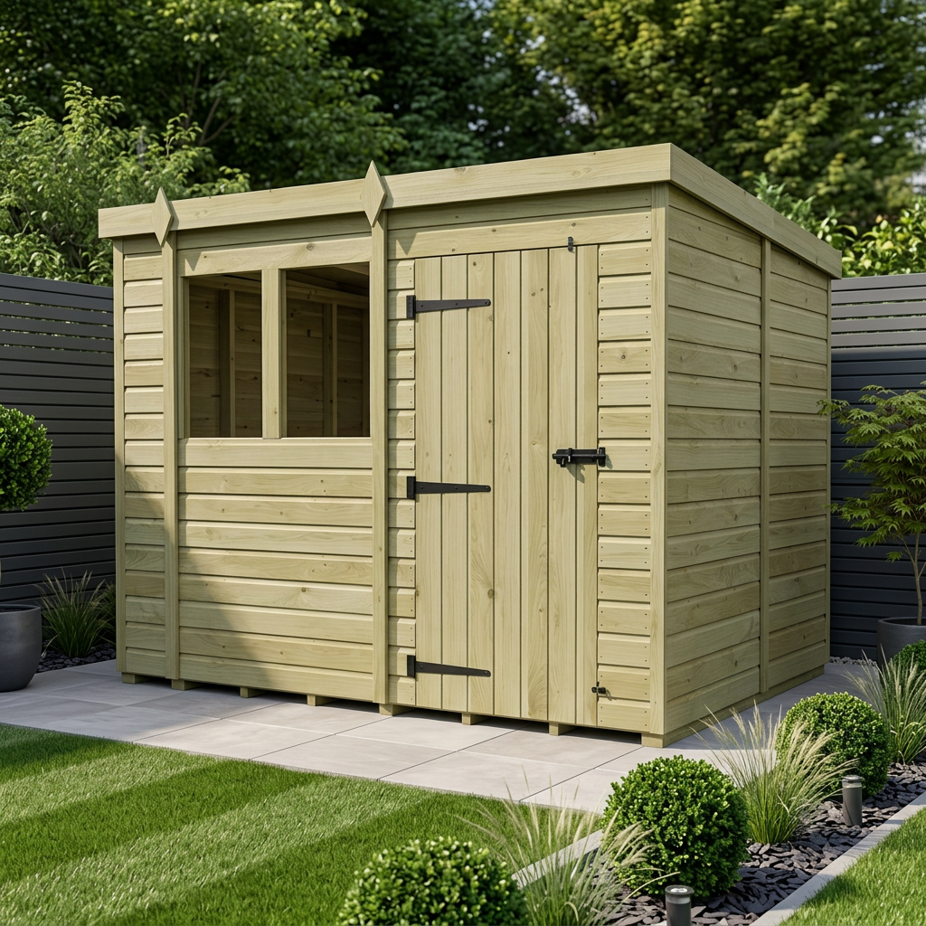10 x 9 Pent Shed (Single Door, With Windows)